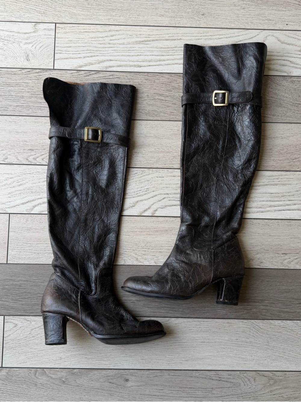 Vero Cuoio Amiliana Tall Black Buckle 100% Leather Boots size 230(6US)